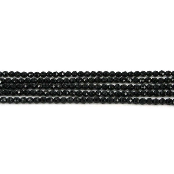 4 mm Sort agat, facet 1/1 streng
